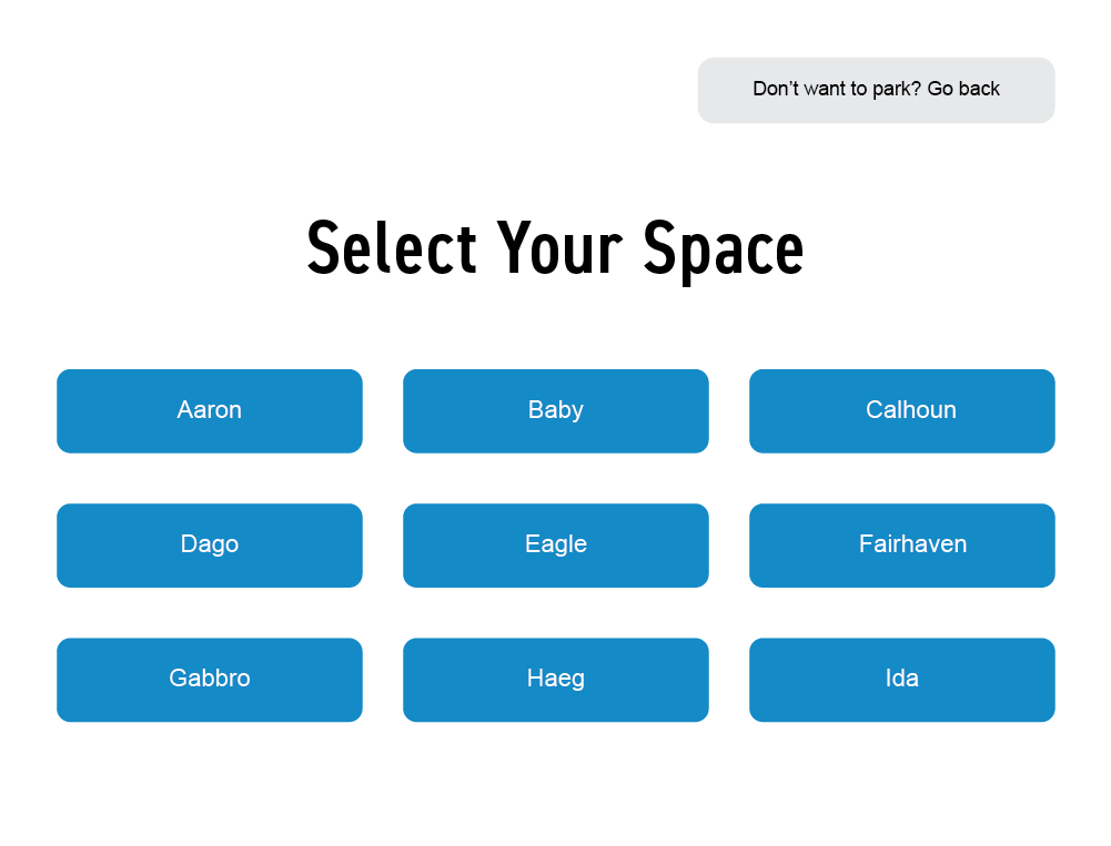 Select a Space Screen Of UI